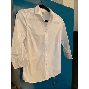 J. Crew white cropped sleeve button up shirt